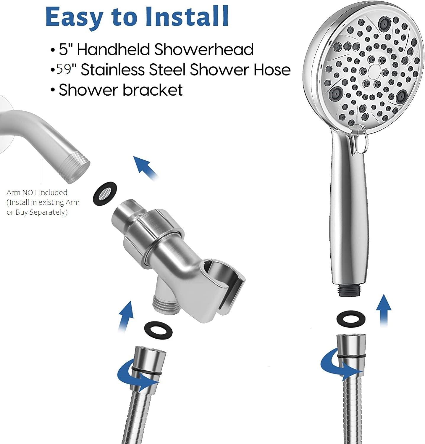 8 Mode Hand shower With Hose & Overhead Shower Adapter - Marcoware