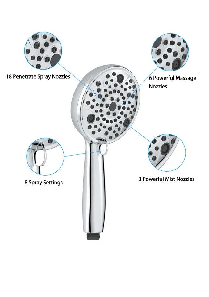 8 Mode Hand shower With Hose & Overhead Shower Adapter - Marcoware