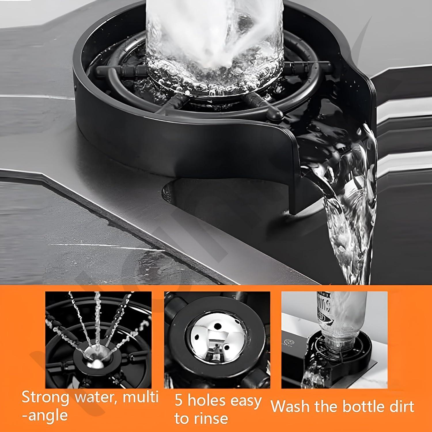 Kitchen Sink with ANTI SCRATCH DESIGN Integrated Waterfall and Pull - down Faucet Set Stainless Steel Sink with Cup washer, Drain Baskets & Chopping Board, Black, Mat Finish - Marcoware