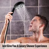 Multi function Hand Shower with Mist, Power Massage & Rain Functions with Hose & Wall Hook, Black - Marcoware