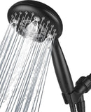 Multi function Hand Shower with Mist, Power Massage & Rain Functions with Hose & Wall Hook, Black - Marcoware