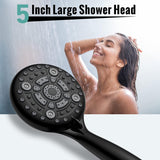 Multi function Hand Shower with Mist, Power Massage & Rain Functions with Hose & Wall Hook, Black - Marcoware