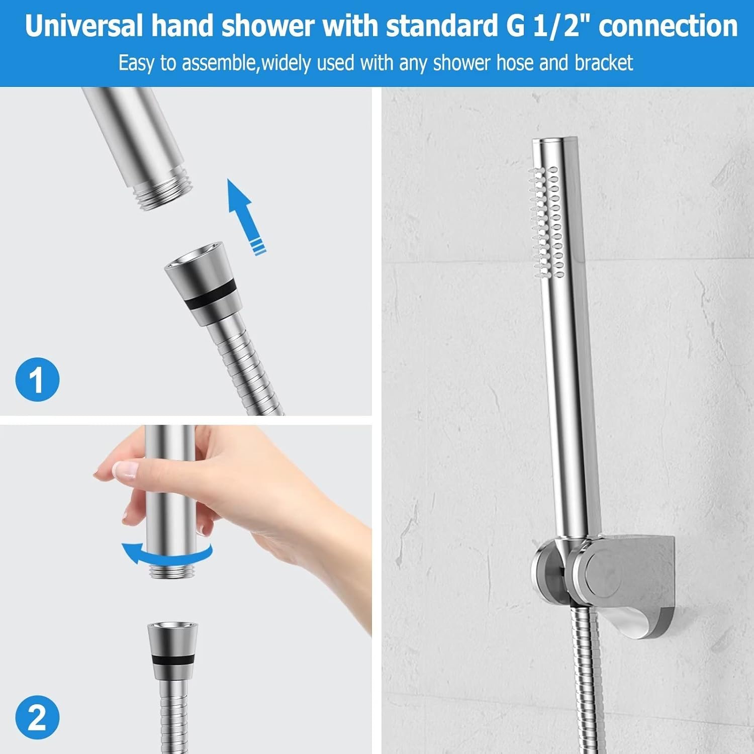 Sleek Round Brass Hand Shower , Chrome - Marcoware