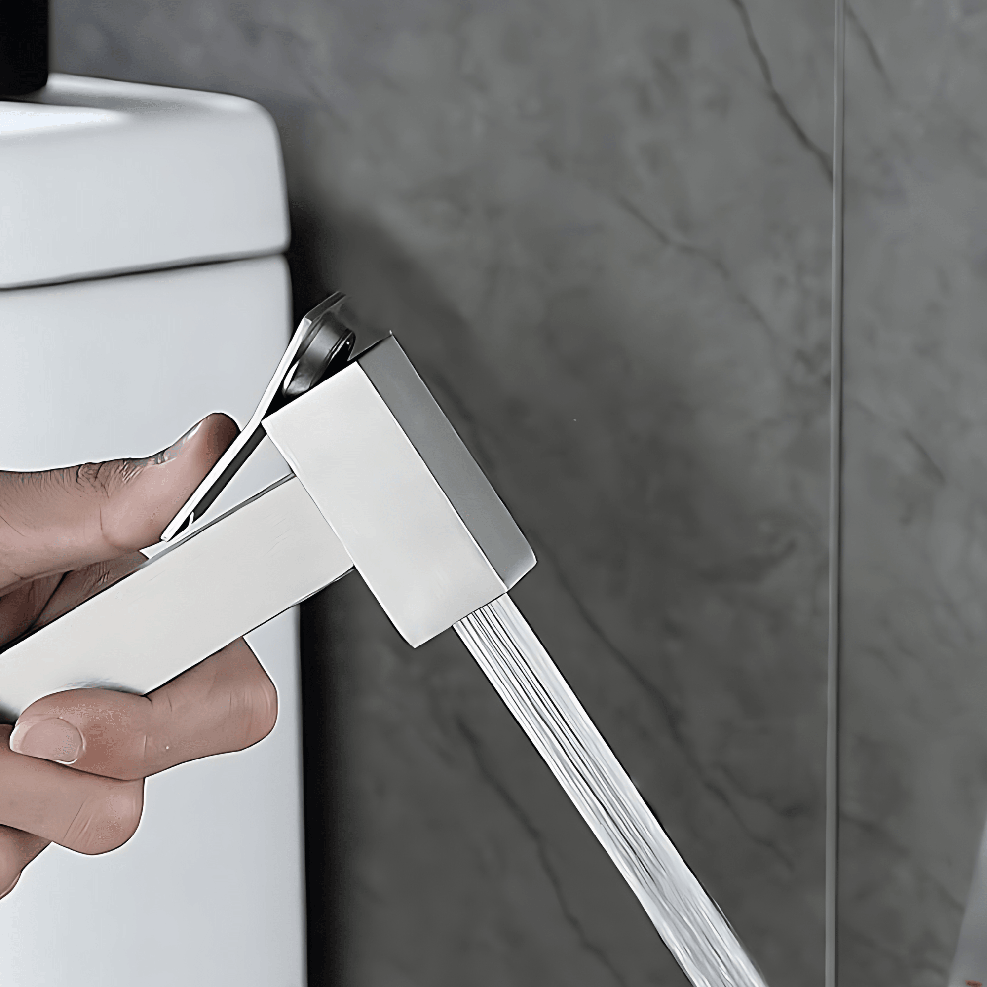 Stainless Steel Square Heavy Duty Health Faucet with Hose & Wall Mount Hook - Marcoware