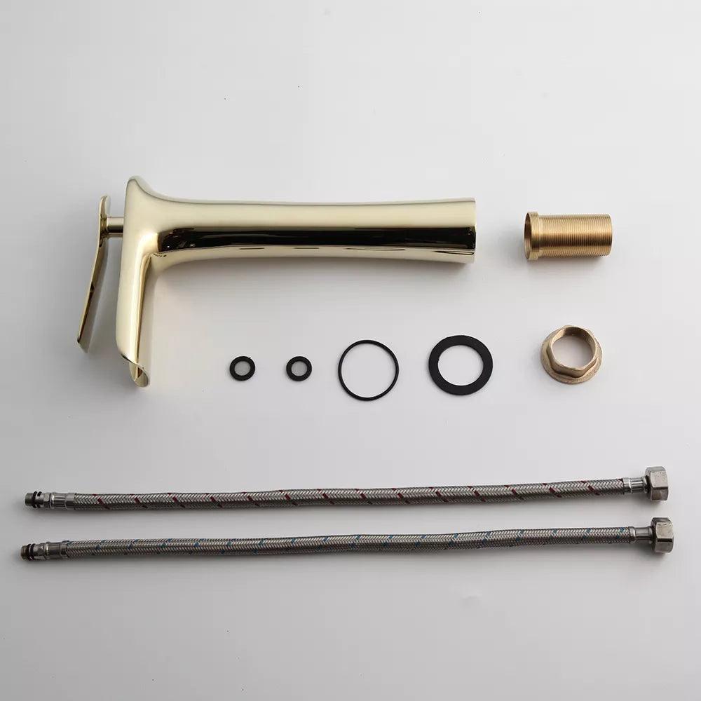 Waterfall Design Single Lever Basin Mixer with Hot & Cold Pipes - Marcoware