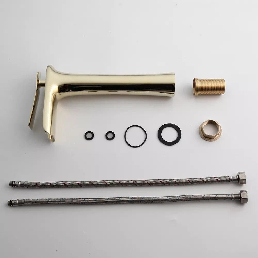 Waterfall Design Single Lever Basin Mixer with Hot & Cold Pipes - Marcoware