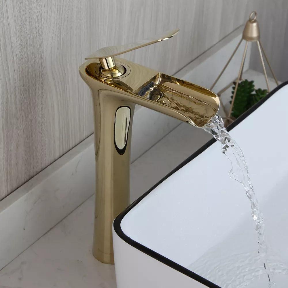 Waterfall Design Single Lever Basin Mixer with Hot & Cold Pipes - Marcoware