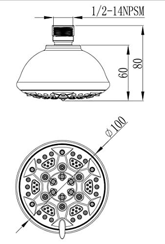 4" Ivy Overhead Shower, Multi Function With Mist - Marcoware
