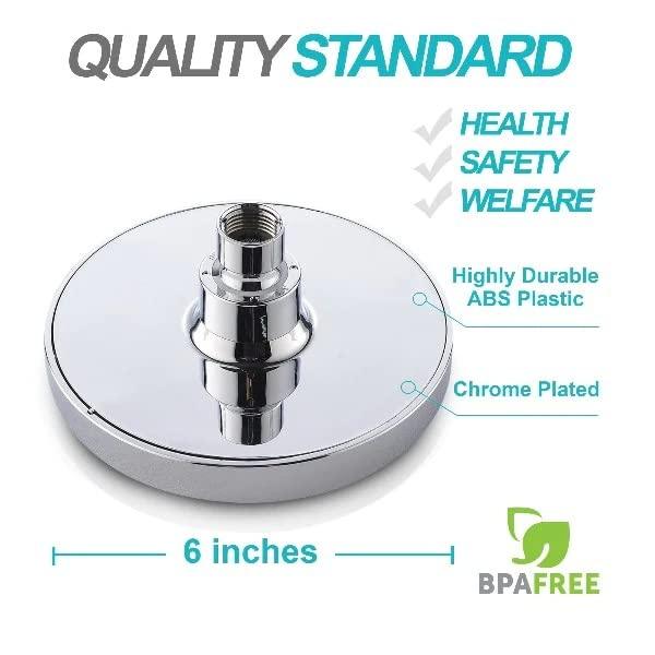 6 - Inch ABS Rain Shower Head with easy clean nozzles - Marcoware