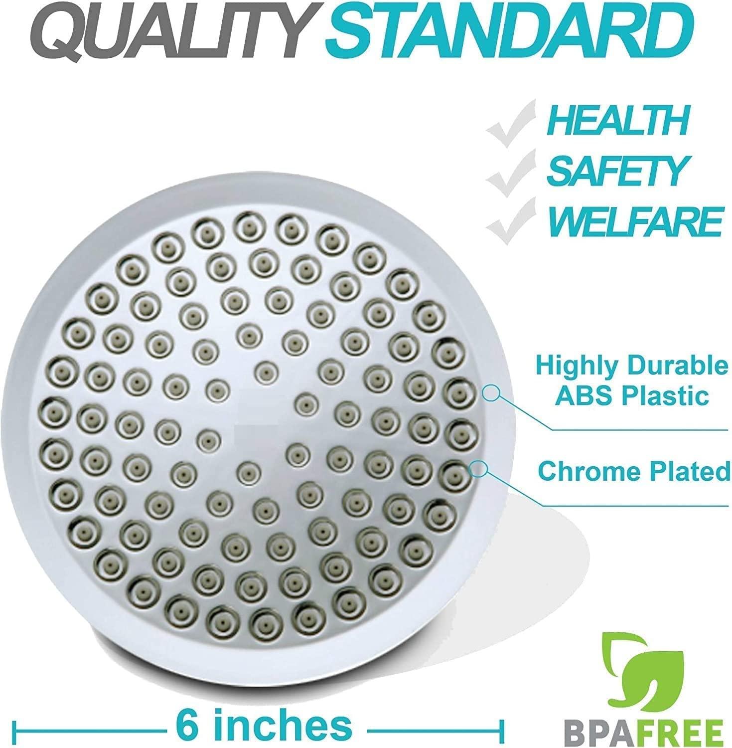 6 - Inch ABS Rain Shower Head with easy clean nozzles - Marcoware