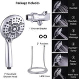6 Mode Hybrid 2in1 Hand / Overhead Shower with Hose & Arm Adapter - Marcoware