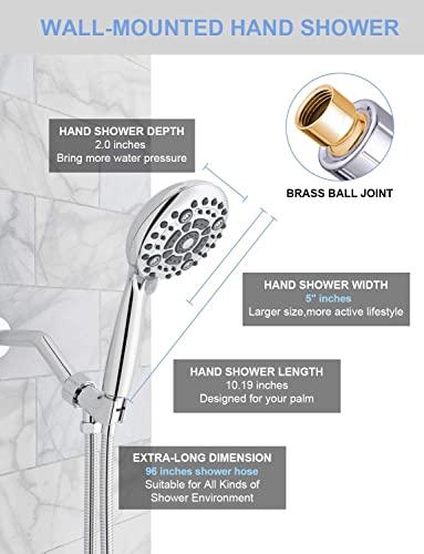 6 Mode Hybrid 2in1 Hand / Overhead Shower with Hose & Arm Adapter - Marcoware