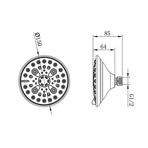 6" Spa grade Overhead Shower, Multi Function with Mist - Marcoware