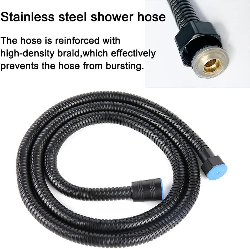 ABS Dual Flow Health Faucet with Hose & Hook, Black - Marcoware
