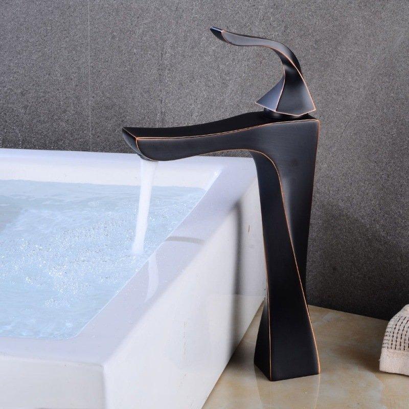 Antique Brass Twisty Tall Basin Mixer - Marcoware