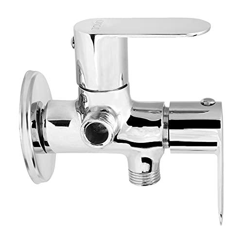Brass 2 Way Angle Valve with Wall Flange, Chrome Finish - Marcoware