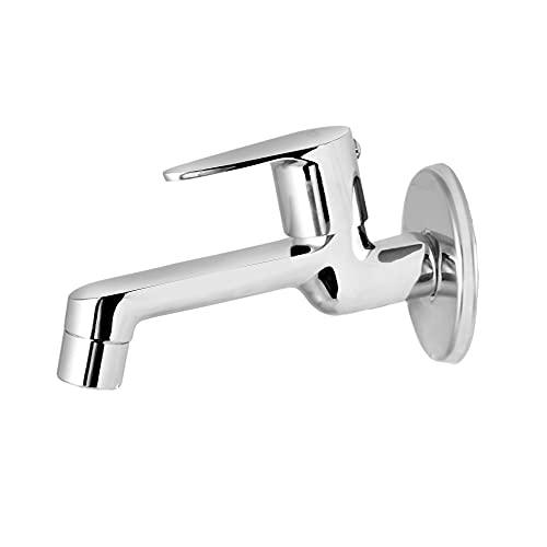 Brass Chrome Leaf Sleek Faucet Tap with Wall Flange - Marcoware