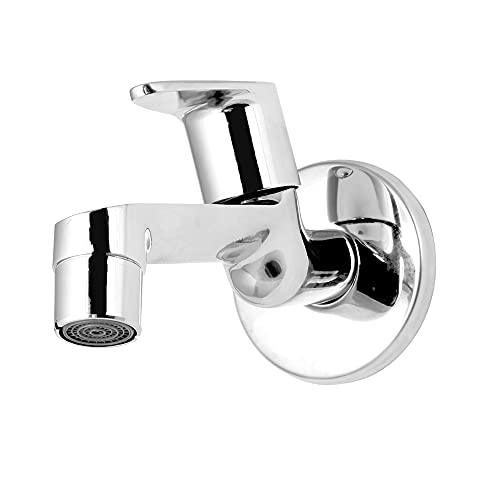 Brass Chrome Leaf Sleek Faucet Tap with Wall Flange - Marcoware