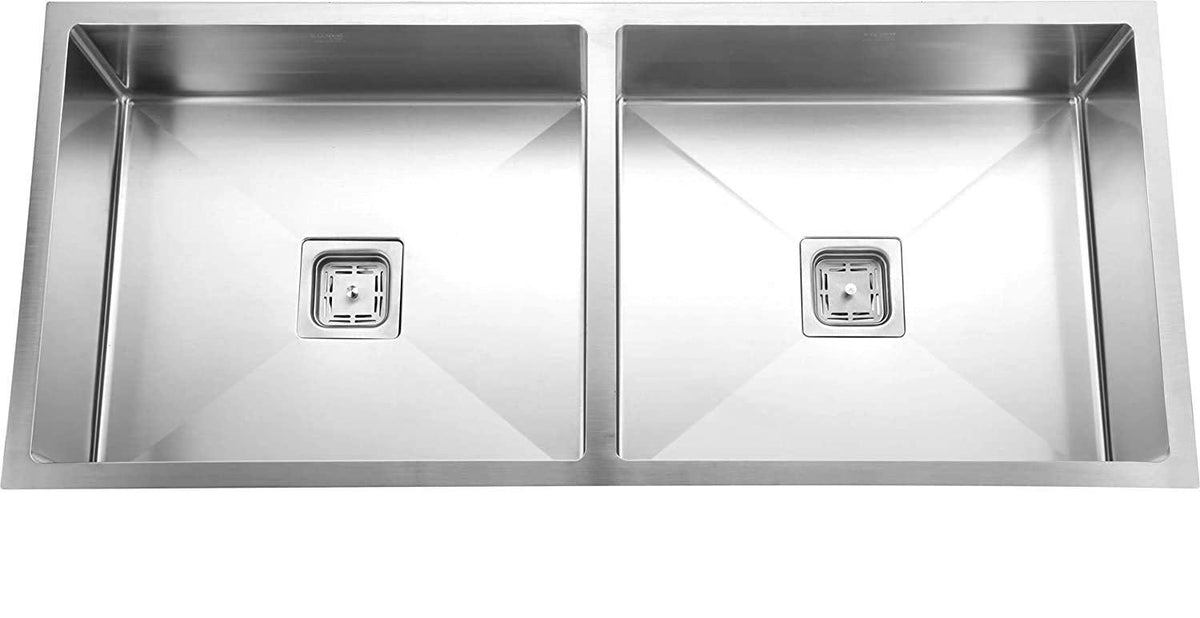 Handcrafted Double Bowl Kitchen Sink with Satin Finish - Marcoware