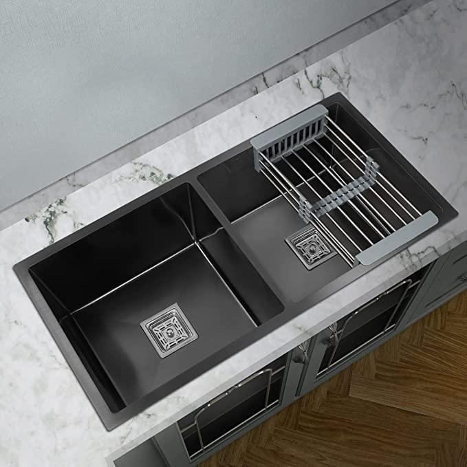 Handmade Black Double Bowl Kitchen Sink - Marcoware