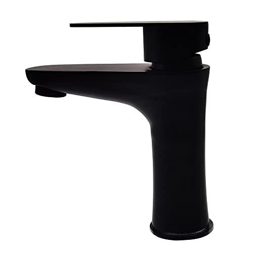 Heavy Duty Stainless Steel Single Lever Basin Mixer, Black Finish - Marcoware