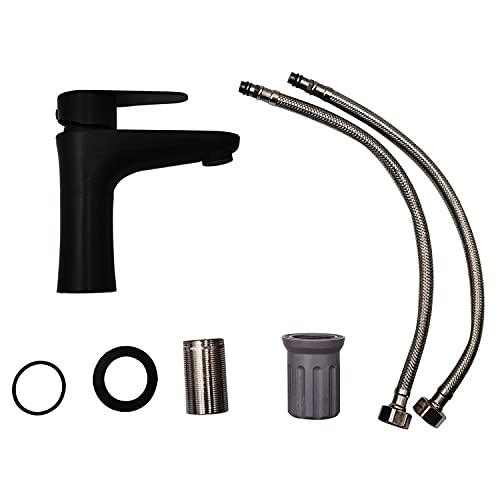 Heavy Duty Stainless Steel Single Lever Basin Mixer, Black Finish - Marcoware