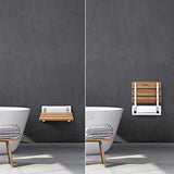 Multi - purpose Foldable Wall Mounted Shower / Steam Room / Shoe Wearing Chair bench Burmese Teak - Marcoware