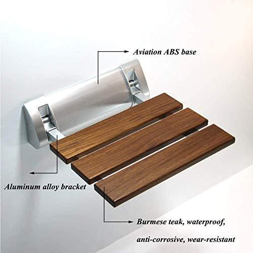 Multi - purpose Foldable Wall Mounted Shower / Steam Room / Shoe Wearing Chair bench Burmese Teak - Marcoware