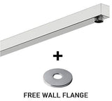 Square Shower arm with Wall Flange, Hybrid: Stainless Steel with Brass Couplings - Marcoware