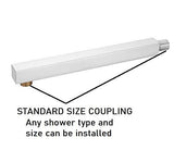 Square Shower arm with Wall Flange, Hybrid: Stainless Steel with Brass Couplings - Marcoware