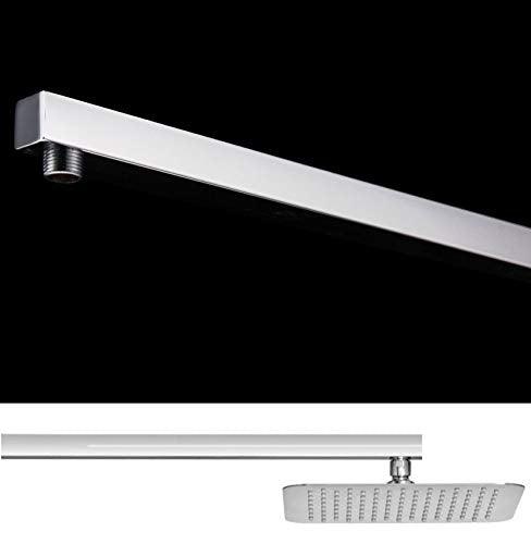 Square Shower arm with Wall Flange, Hybrid: Stainless Steel with Brass Couplings - Marcoware