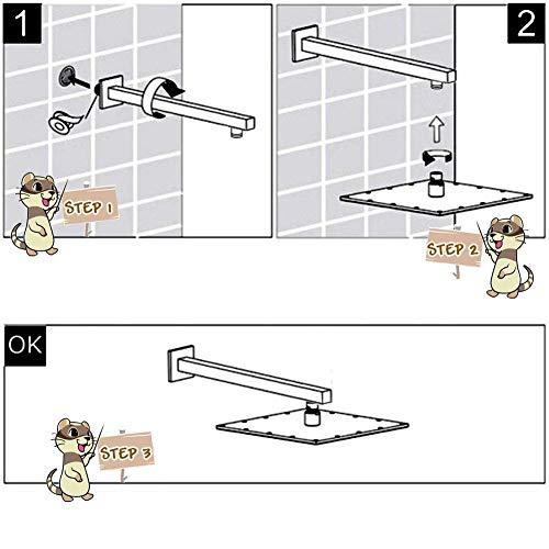Square Shower arm with Wall Flange, Hybrid: Stainless Steel with Brass Couplings - Marcoware