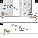 Square Shower arm with Wall Flange, Hybrid: Stainless Steel with Brass Couplings - Marcoware