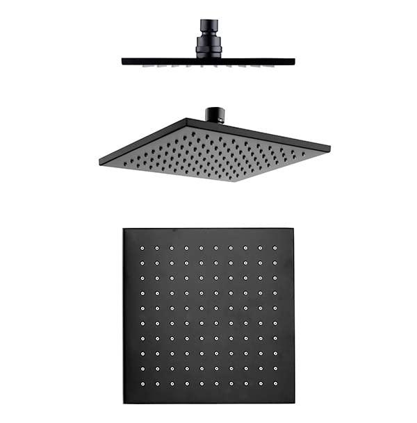 SS Breezo Heavy Duty Rain Overhead Shower, Black Finish, Stainless Steel - Marcoware