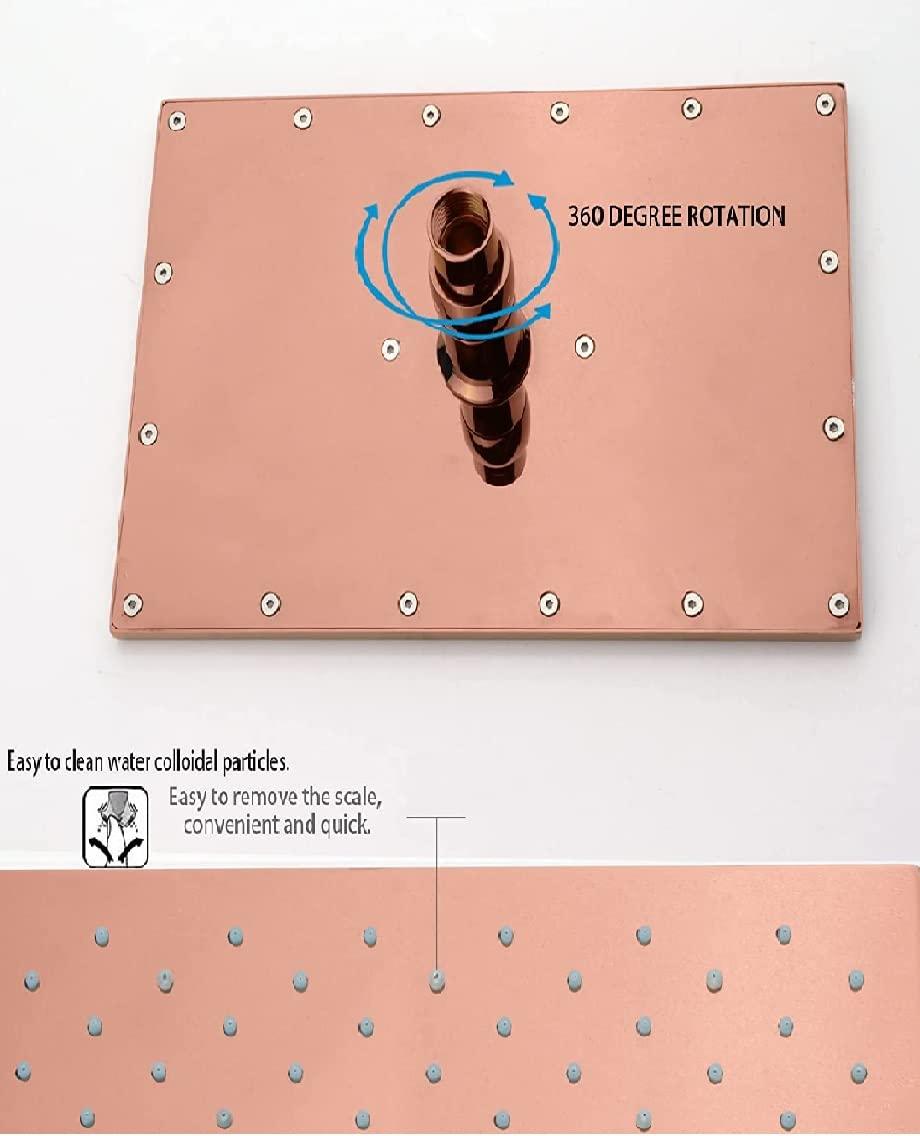 SS Breezo Heavy Duty Rain Overhead Shower, Rose Gold, Stainless Steel - Marcoware