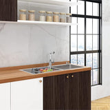 Stainless Steel Double Bowl Handmade Kitchen Sink with Tap Hole, Satin Finish - Marcoware