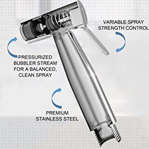 Stainless Steel Heavy Duty Health Faucet with Hose & Wall Mount Hook - Marcoware