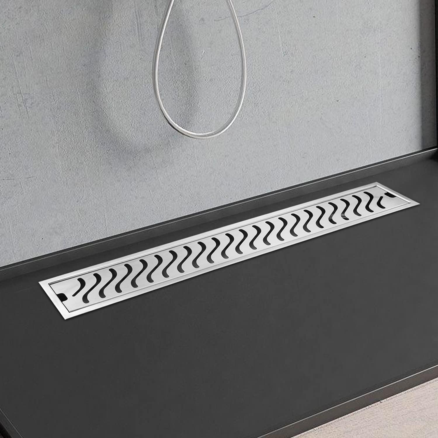 Wave Bathroom/Shower Floor Drain with Collar | Stainless Steel 304 - Marcoware